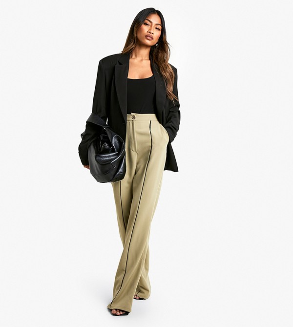 Woven Tailored Piping Straight Fit Trousers