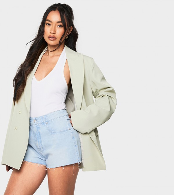 Washed High Waist Denim Shorts
