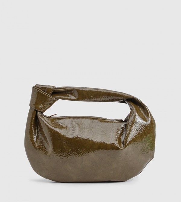 Textured Patent Knot Detail Shoulder Bag
