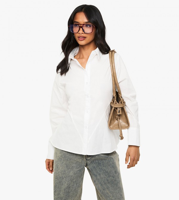 Petite Longline Cinched Waist Shirt