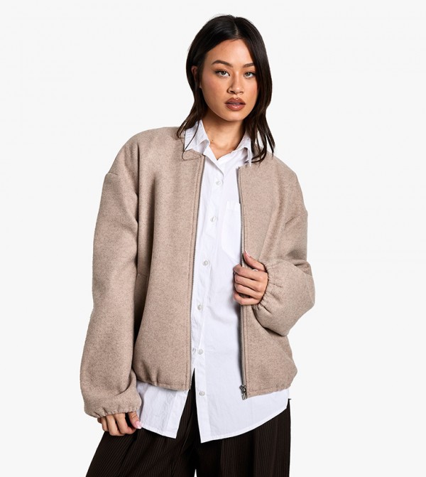 Tall Wool Look Long Sleeves Jacket