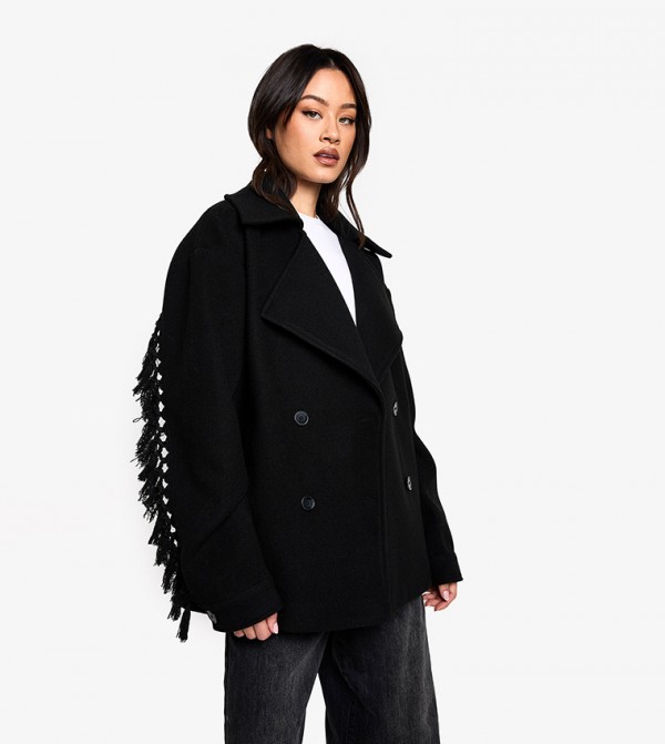 Tall Tassel Detail Wool Look Jacket