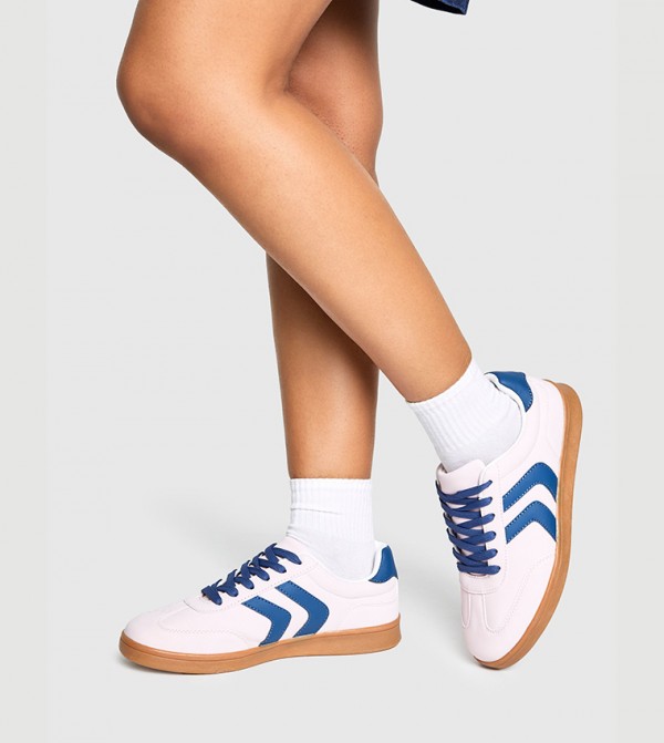 Faux Suede Contrast Striped Sneakers