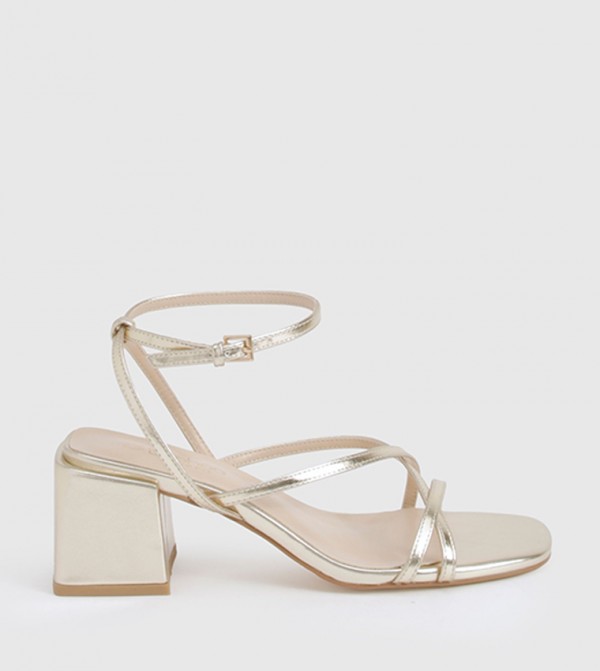 Crossover Strap Detail lock Heel Sandals