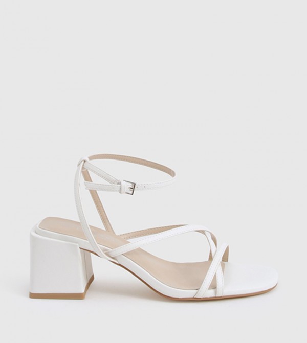 Crossover Strap Detail Block Heel Sandals