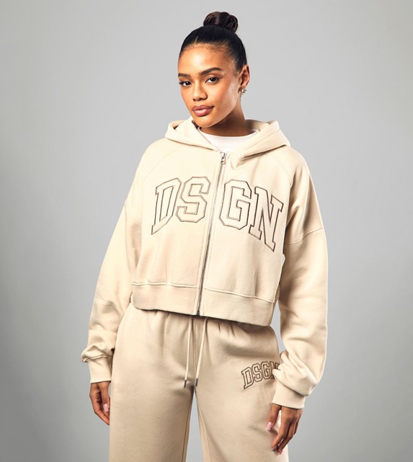 Design Studio Collegiate Embroidered Zip Through Jacket