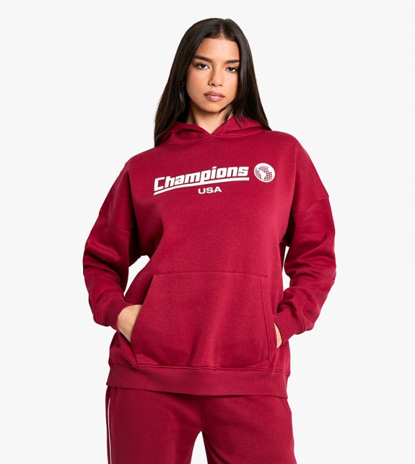 Champions USA Print Oversized Hoodie