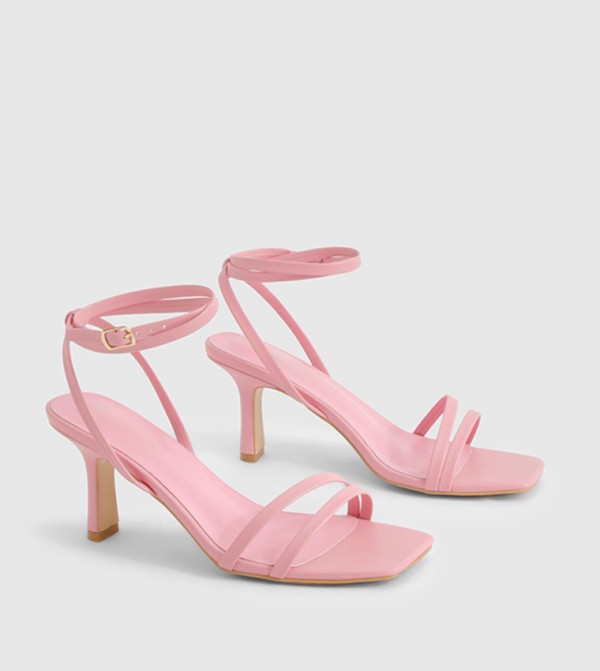 Wide Fit Double Strap Heeled Sandals