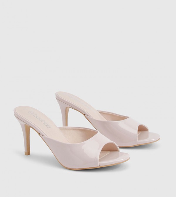Patent Solid Low Heeled Sandals