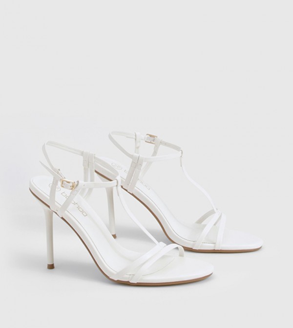 Strappy T Bar Detail Stiletto Heel Sandals