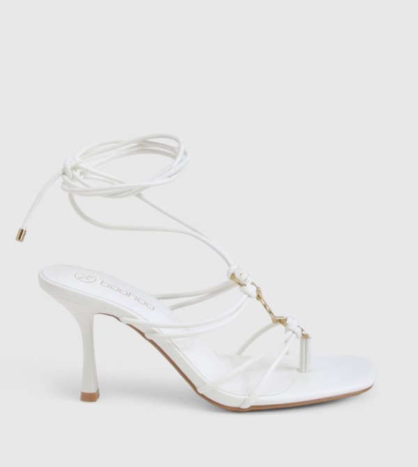 Ring Detail Lace Up Heel Sandals