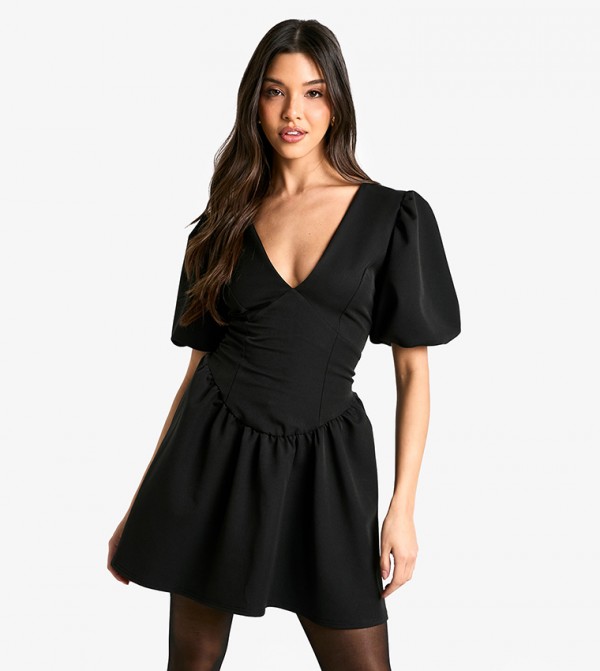 Puff Sleeves Smocked Dress