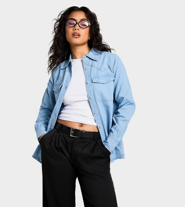 Chambray Long Sleeves Denim Shirt