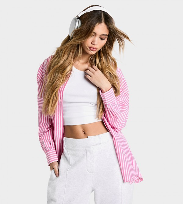 Striped Long Sleeves Oversized Shirt