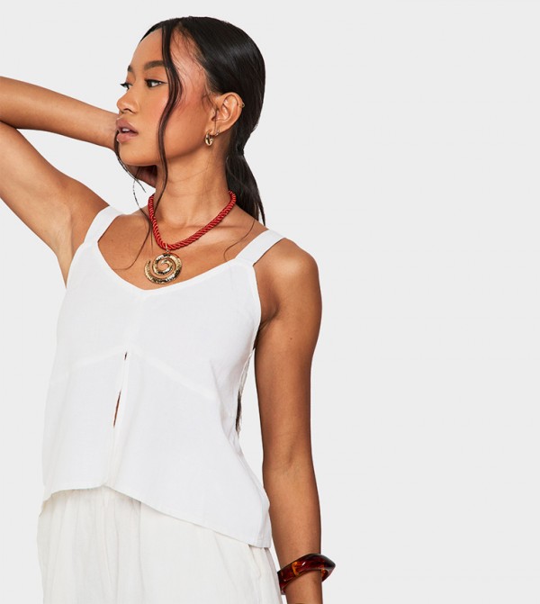 Linen Look Crop Cami Top