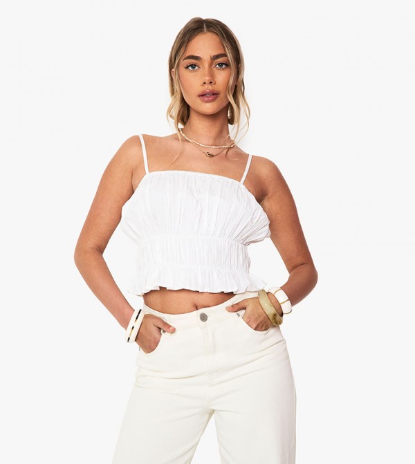 Shirred Poplin Cami Top