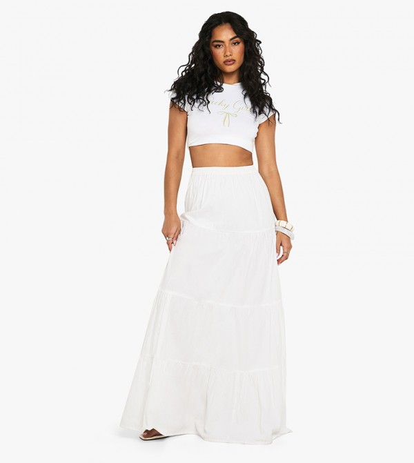 Tiered Cotton Poplin Maxi Skirt