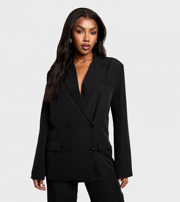 Woven Double Breasted Oversized Blazer