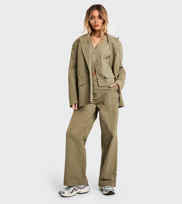 Tailored Nylon Straight Fit Trousers