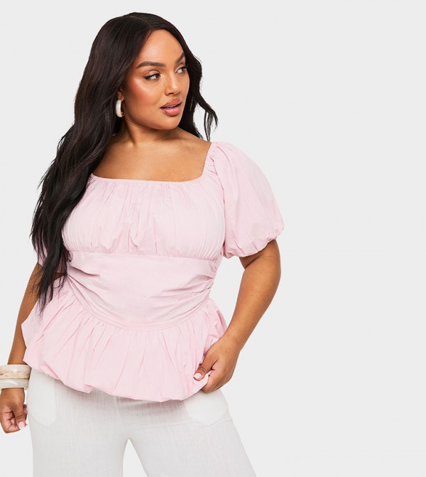 Curve Puff Sleeves Top
