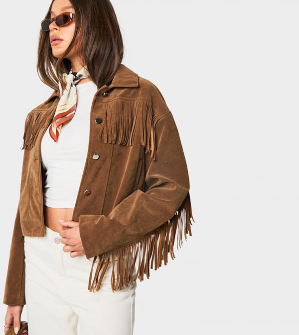 Suede Tassel Long Sleeves Jacket