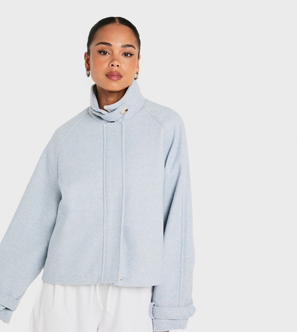 Wool Look High Neck Jacket