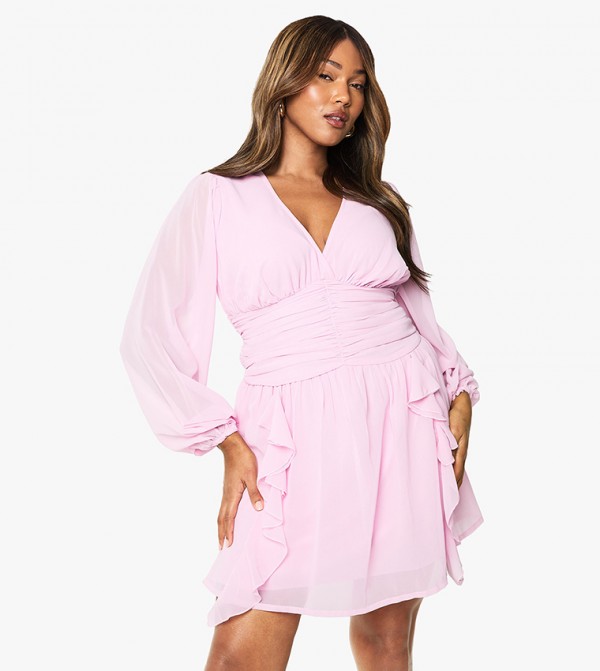 Curve Chiffon Ruched Skater Dress