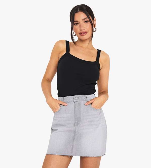 Tall High Waist Denim Mini Skirt