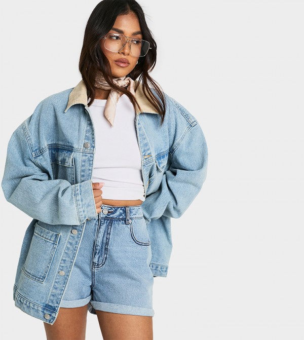 Petite Mom Fit Denim Shorts