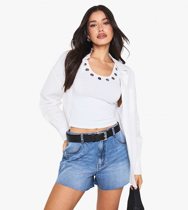 Tall Flippy Wide Leg Denim Shorts