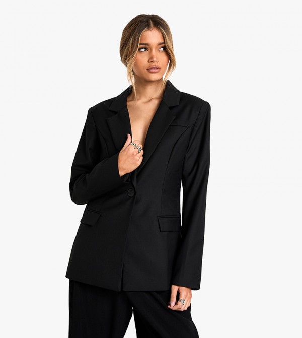 Woven Tailored Cinched Single Breasted Blazer