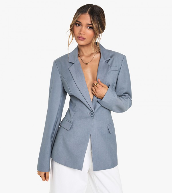 Woven Tailored Cinched Single Breasted Blazer
