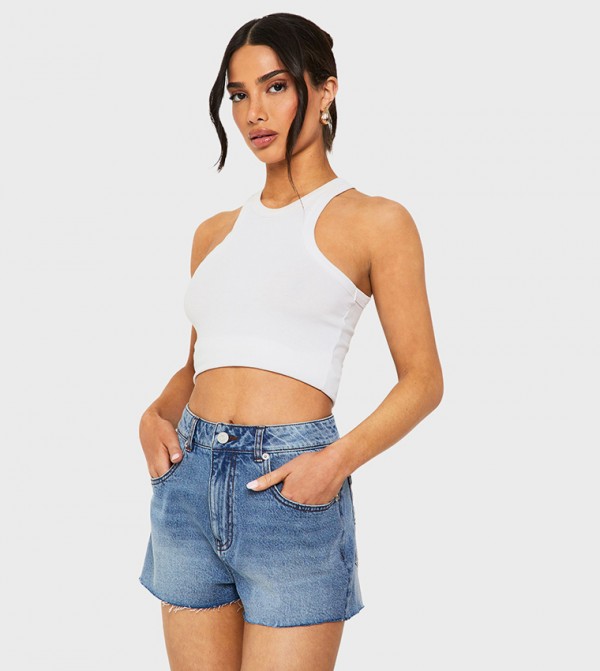 Petite Washed Denim Shorts