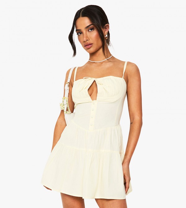 Petite Cup Strappy Skater Mini Dress