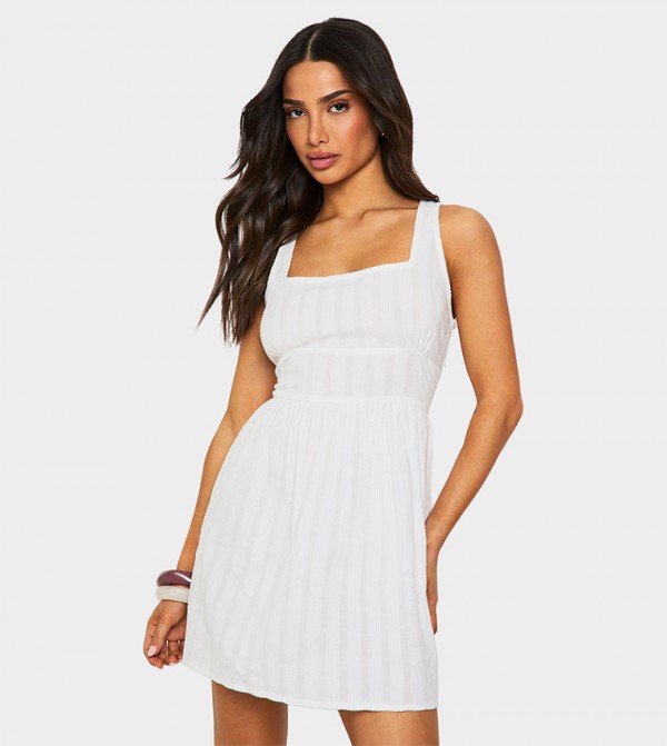 Petite Stripe Seersucker Mini Dress