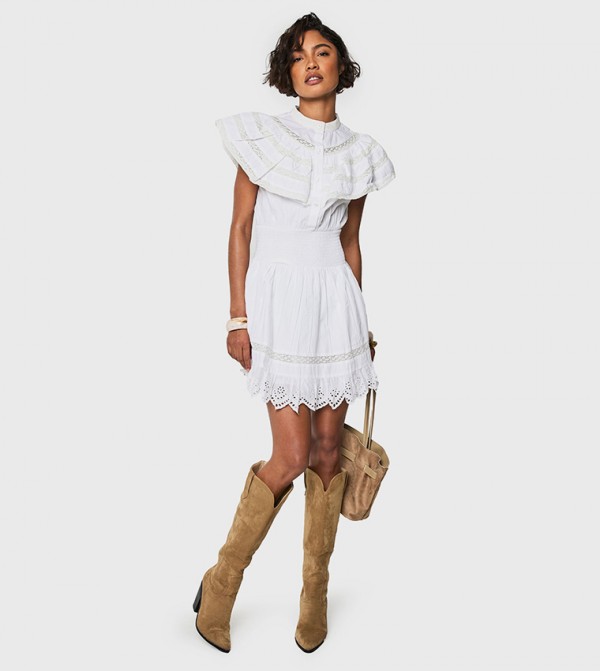 Tall Layered Frill Button Detail Mini Dress