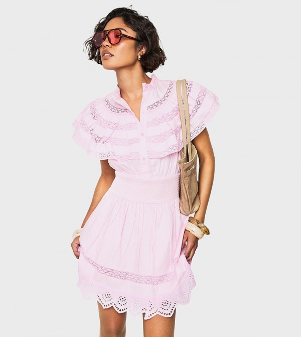 Tall Layered Frill Button Detail Mini Dress