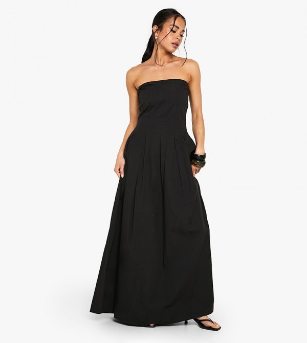 Cotton Poplin Bandeau Maxi Dress