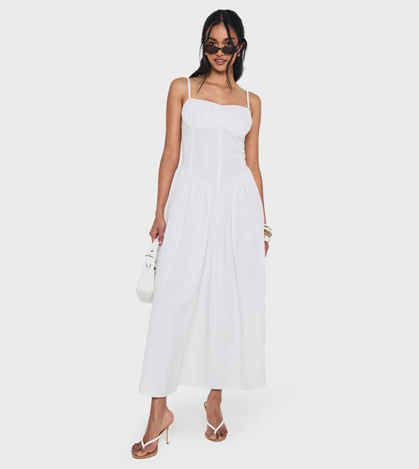 Poplin Milkmaid Maxi Dress