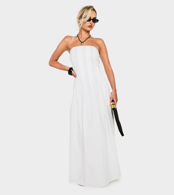 Cotton Poplin Bandeau Maxi Dress