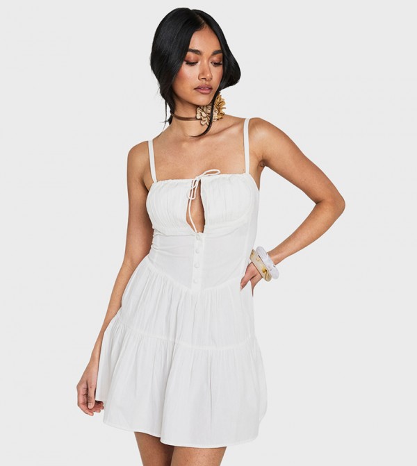 Strappy Milkmaid Mini Dress