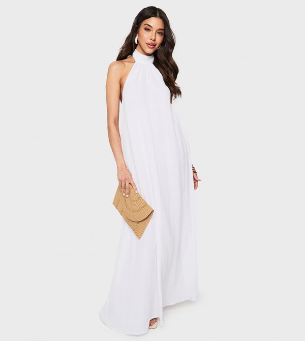 Cheesecloth Halterneck Maxi Dress