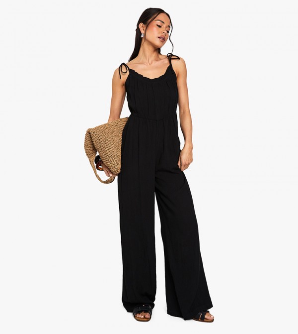 Cheesecloth Shoulder Strap Jumpsuit