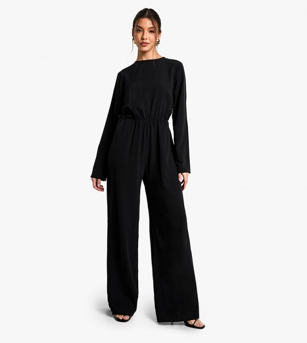Slash Neck Blouson Jumpsuit