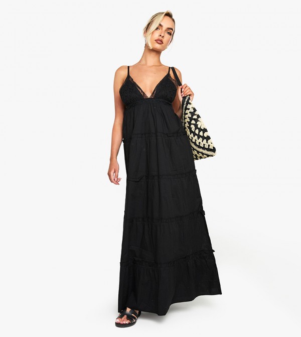 Embroidered Ruffled Cotton Maxi Dress