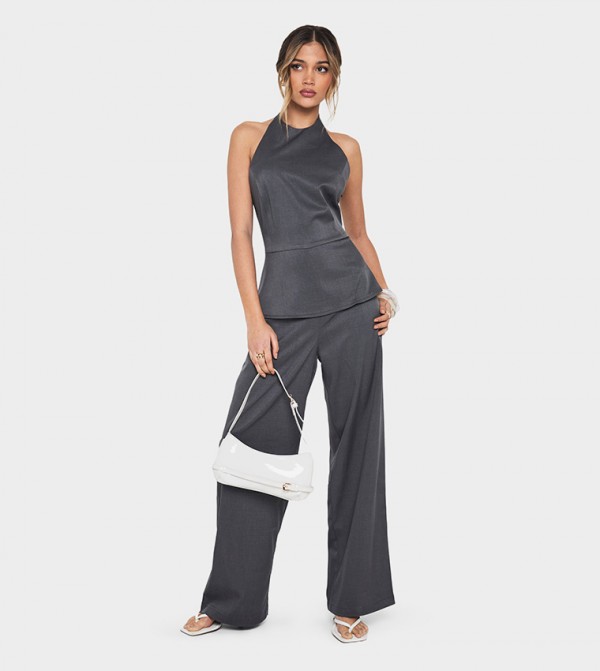 Tailored High Neck Wide Leg Jumpsuit