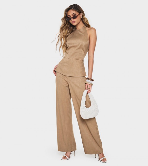 Tailored High Neck Wide Leg Jumpsuit