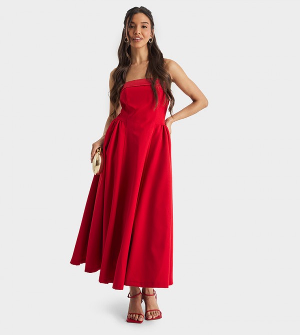 Premium Bandeau Volume Midaxi Dress