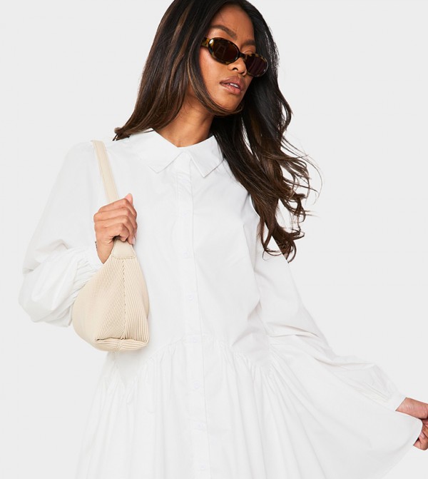Skater Drop Hem Mini Shirt Dress