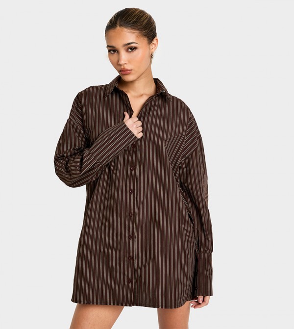 Oversized Striped Shirt Dress